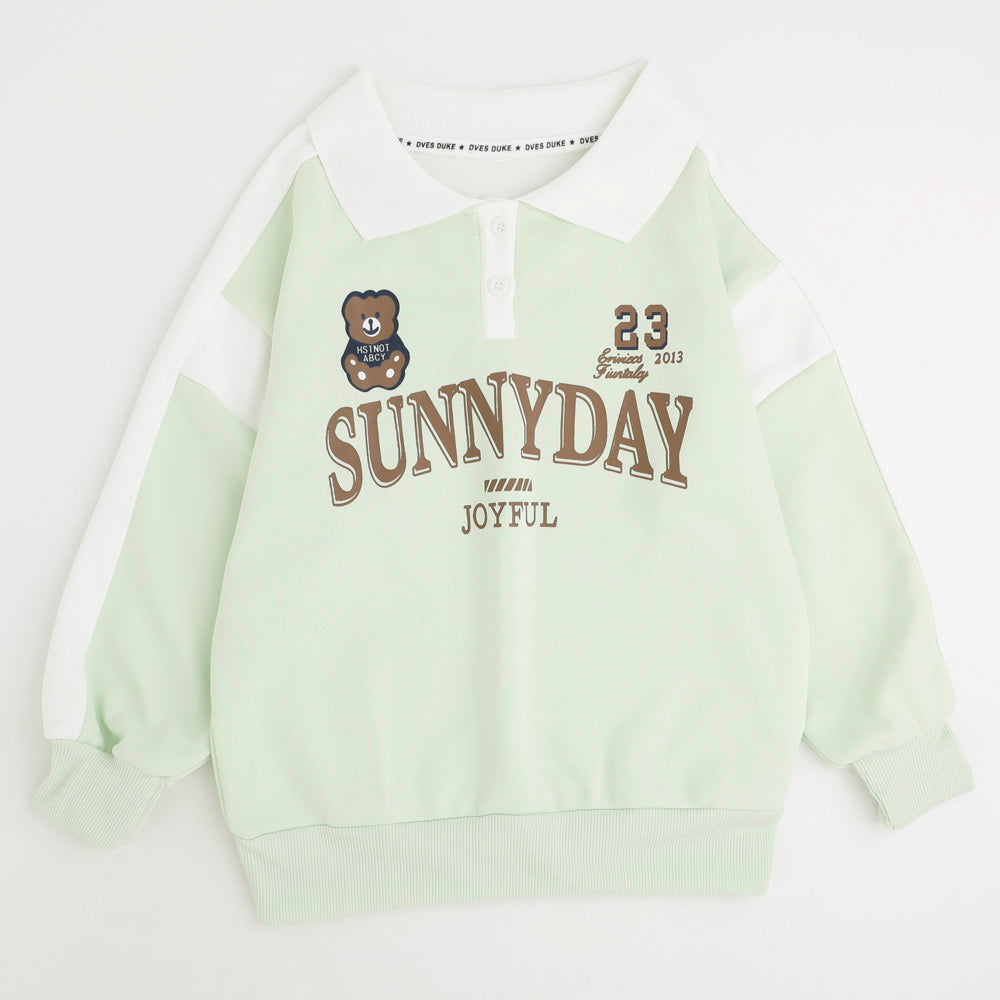 バイカラーラインデザインフロントロゴオーバーサイズトレーナー