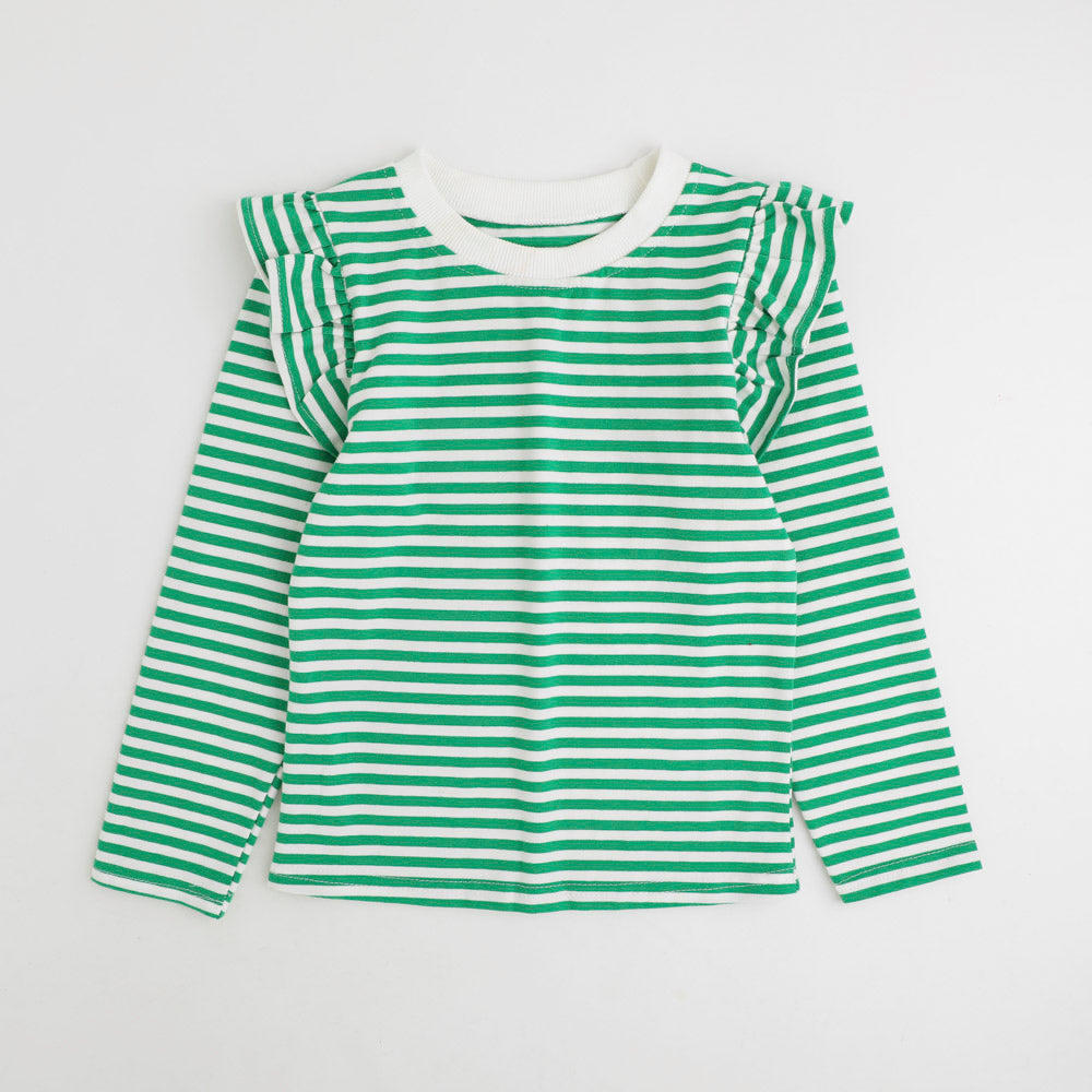 フリルショルダーボーダートップス