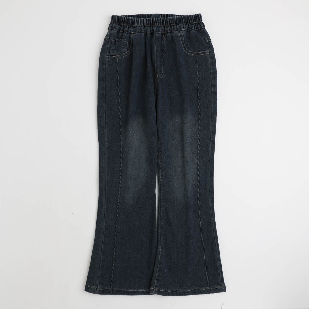 サイドステッチデザインフレアデニムパンツ