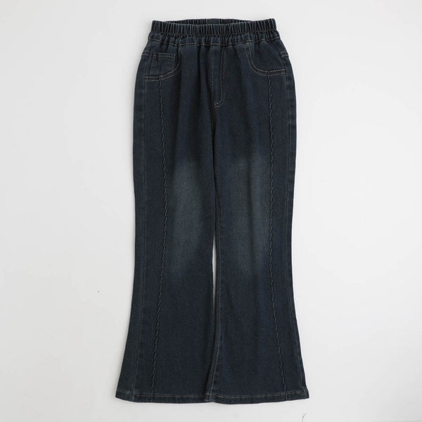 サイドステッチデザインフレアデニムパンツ