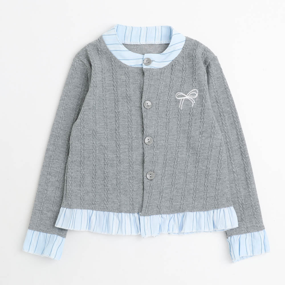 シャツドッキングリボン刺繍カーディガン