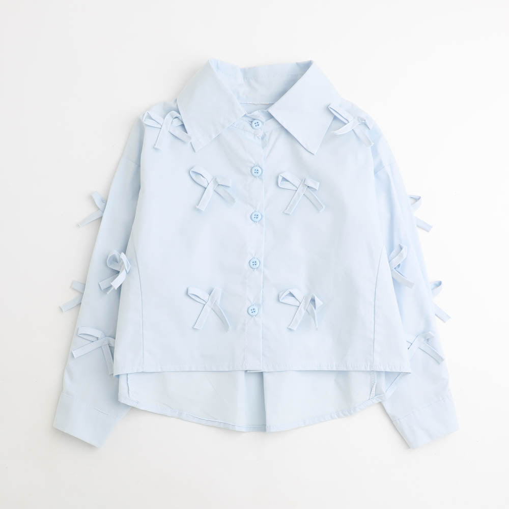 リボンデザインクロップドシャツ