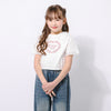 【綿100％/吸水速乾】レースフリルフレンチハートプリントクロップドTシャツ