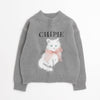 【CHIPIE/シピ】ふわふわシャギーキャットデザインニット