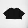 フロントロゴプリントドロップショルダークロップドTシャツ