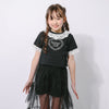 【綿100％/吸水速乾】レースフリルフレンチハートプリントクロップドTシャツ