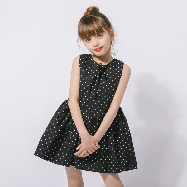 フロントリボンミニドットフレアワンピース
