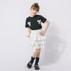 【2点セット】バックリボンレースデザインTシャツ＋ティアードスカート