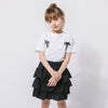 【2点セット】バックリボンレースデザインTシャツ＋ティアードスカート