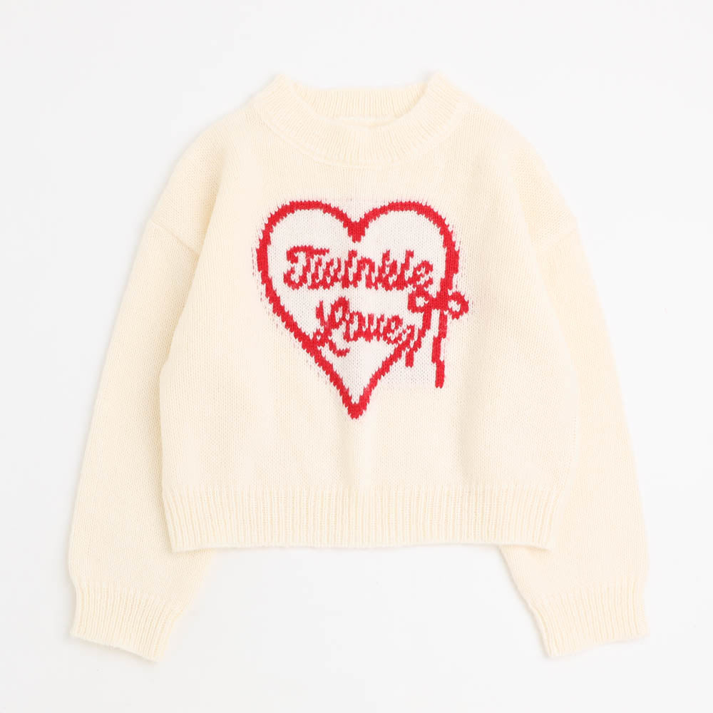 【軽量なのに暖かい"かるポカ"素材】ハートラッピングリボンニット