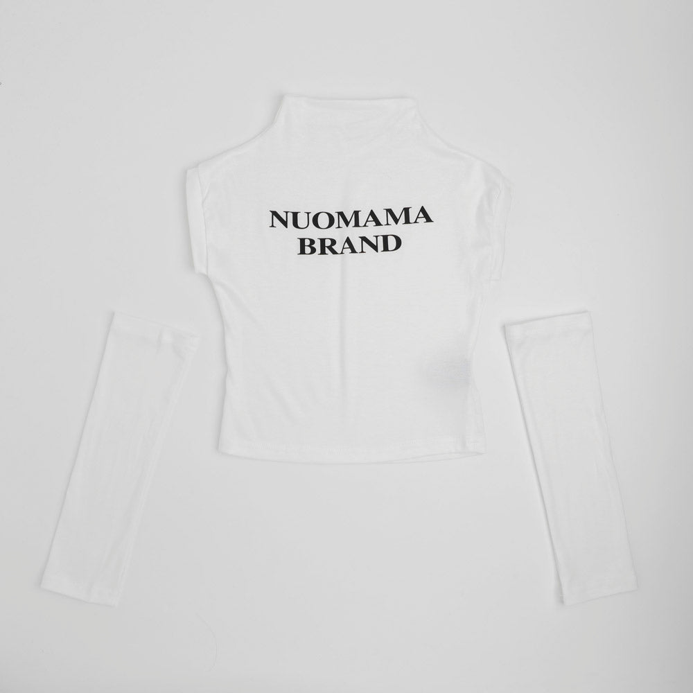 【2点セット】アームカバー付きロゴプリントミニTシャツ