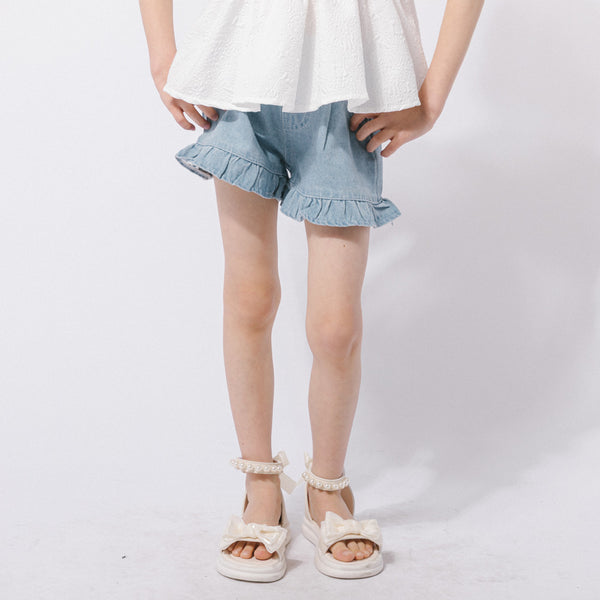 デニムフリルショートパンツ