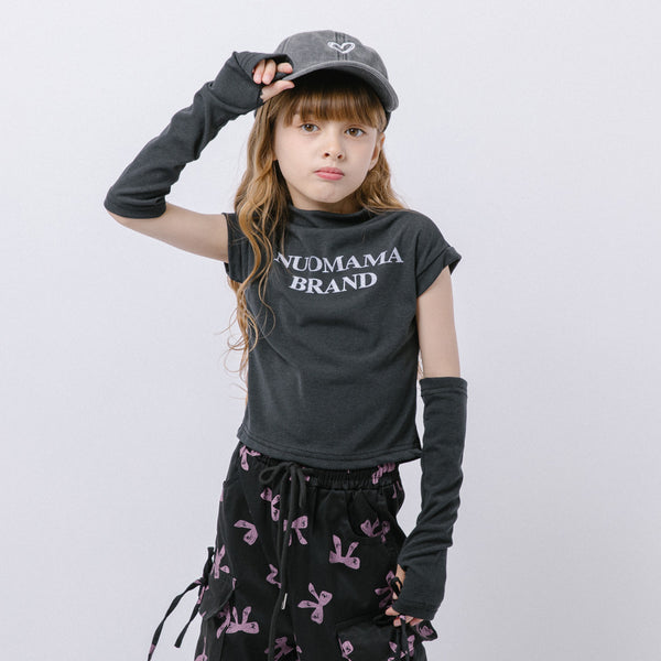 【2点セット】アームカバー付きロゴプリントミニTシャツ