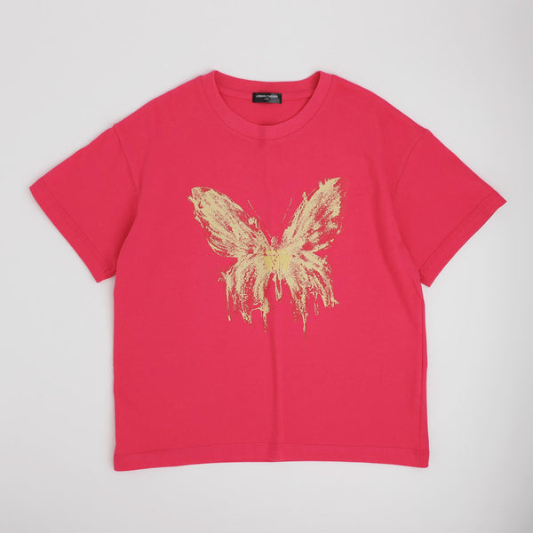 バタフライロゴプリントオーバーサイズTシャツ