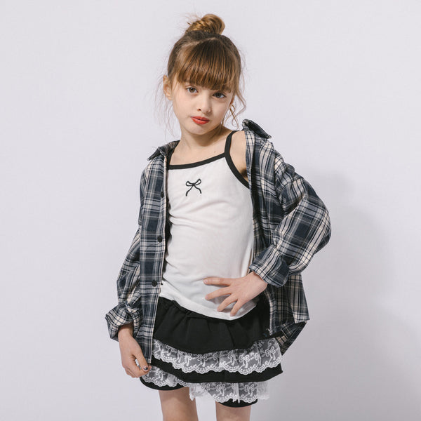 パイピングワンポイントリボンデザインキャミソール