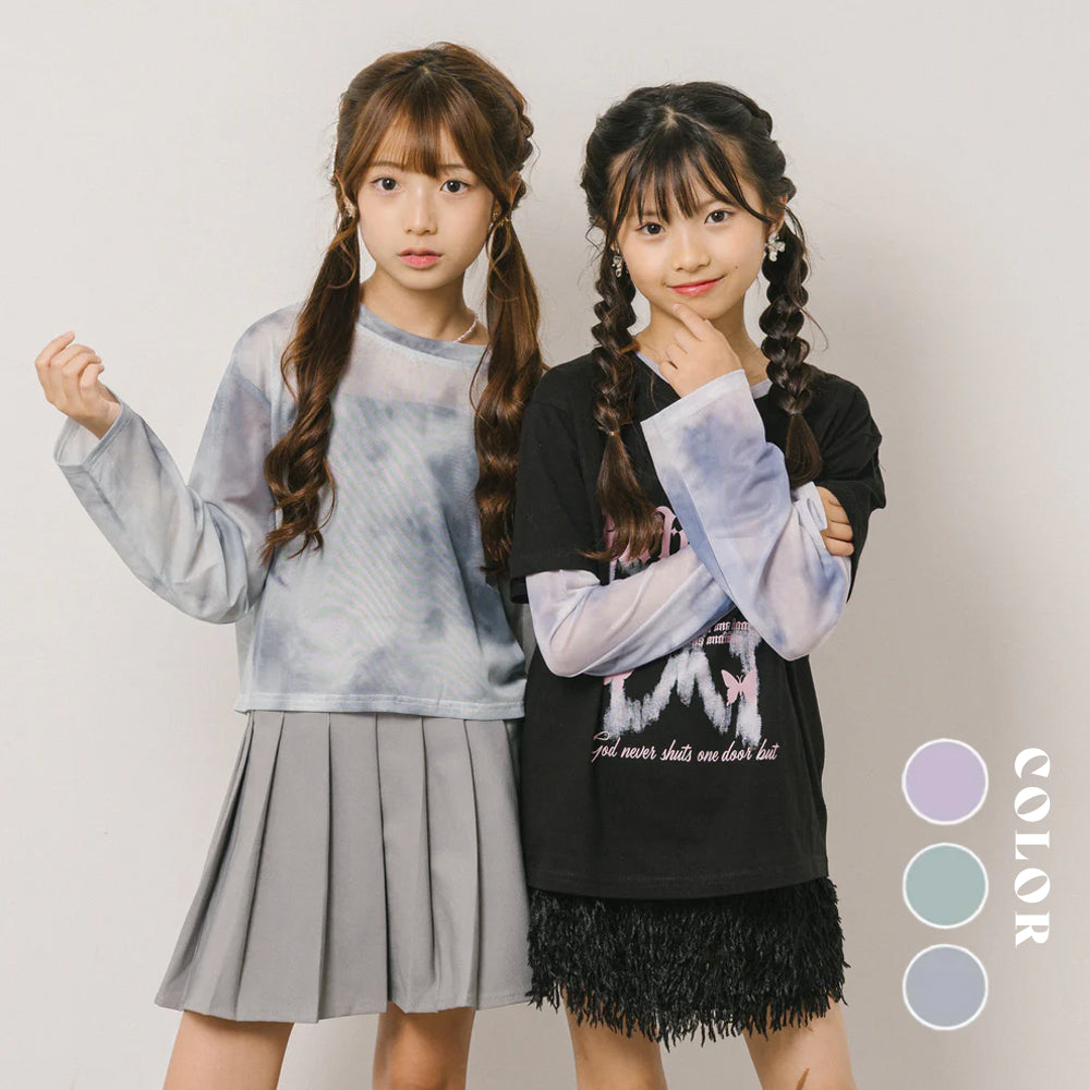 ぐーんと伸びる・透け感映え柄】万能ニュアンスシアートップス|子供服