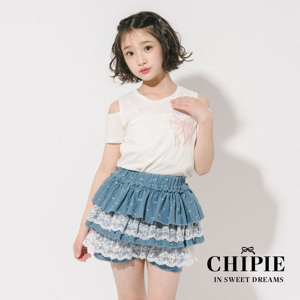 【CHIPIE/シピ】カットショルダーリボントップス