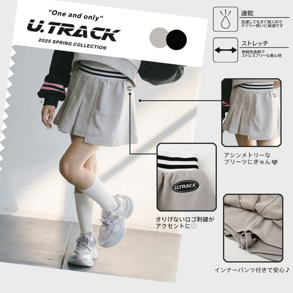 【U.TRACK】インナーパンツ付きアシンメトリープリーツスコート