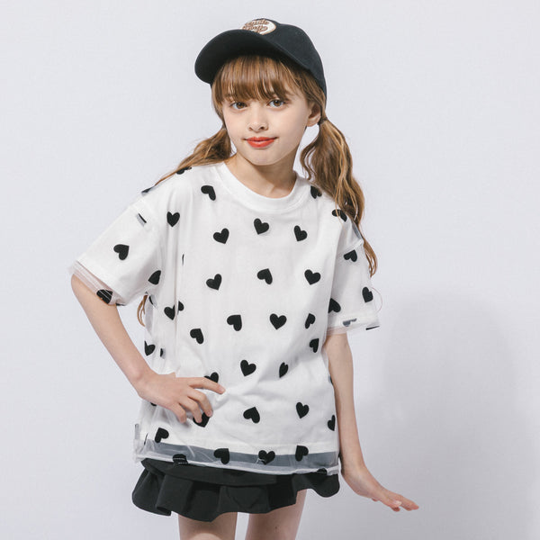 ハートチュールドッキングオーバーサイズトップス