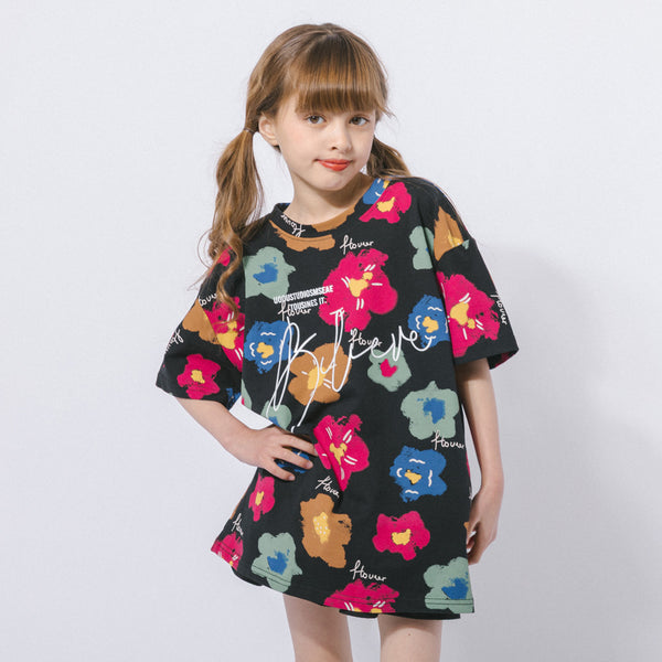 フラワーイラストデザインオーバーサイズTシャツ