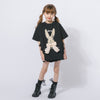 ラビットプリントオーガンジーリボンオーバーサイズTシャツ