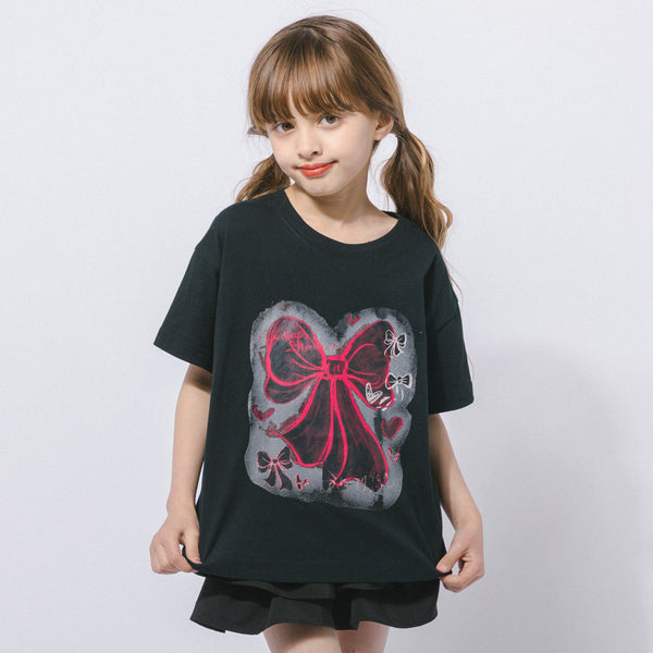 スプレーリボンプリントオーバーサイズTシャツ