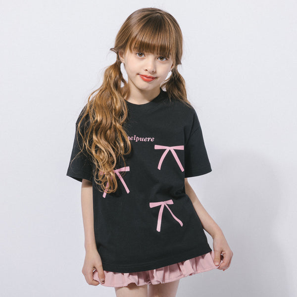 ミニリボンプリントオーバーサイズTシャツ