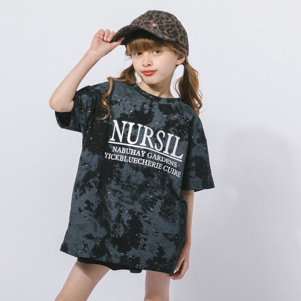 ラメデザインロゴプリントオーバーサイズTシャツ