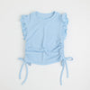 フレンチスリーブフリルサイドギャザートップス