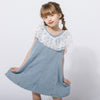 フリルレースドッキングデニムワンピース