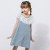 フリルレースドッキングデニムワンピース