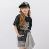 ブロックチェックハートプリントオーバーサイズTシャツ