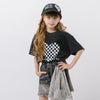 ブロックチェックハートプリントオーバーサイズTシャツ