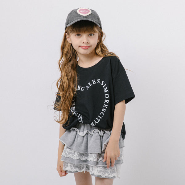 ハートレタリングプリントオーバーサイズTシャツ