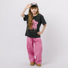【2点セット】フロントネオンスタープリントTシャツ＋カラーストレートパンツ