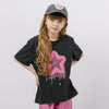 【2点セット】フロントネオンスタープリントTシャツ＋カラーストレートパンツ