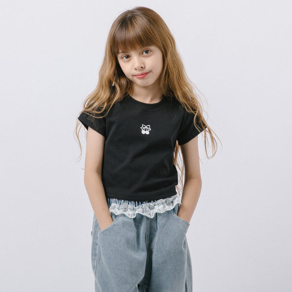 バックオープンフロントチェリーロゴミニTシャツ