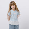 カットワークレースフリルドッキングTシャツ