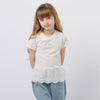 カットワークレースフリルドッキングTシャツ
