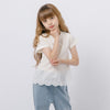 カットワークレースフリルドッキングTシャツ