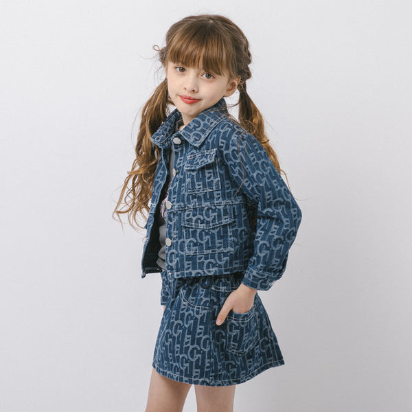 【2点セット】ロゴデニムジャケット＋台形スカート