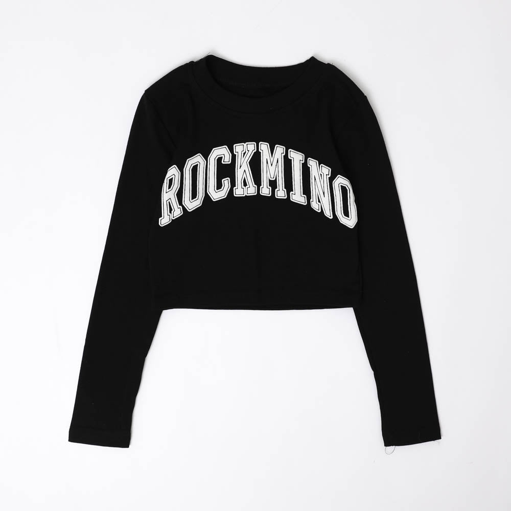 フロントロゴプリントクロップドトップス