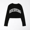 フロントロゴプリントクロップドトップス