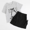 【2点セット】フレンチロゴプリントリボンTシャツ＋カーゴミニスカート