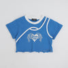 【綿100％/吸水速乾】ハートエンジェルラメプリントカットクロップドTシャツ