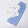 【2点セット】リボンプリントオーバーサイズTシャツ＋カラーストレートパンツ