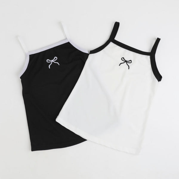 パイピングワンポイントリボンデザインキャミソール