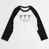 クロップドハートプリントラグランTシャツ