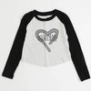 スプレーハートプリントライクラグランTシャツ