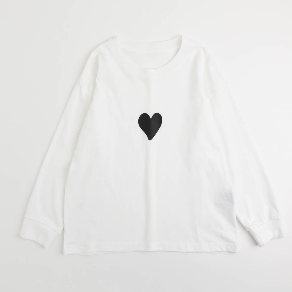 フロントワンポイントハートデザインロングTシャツ